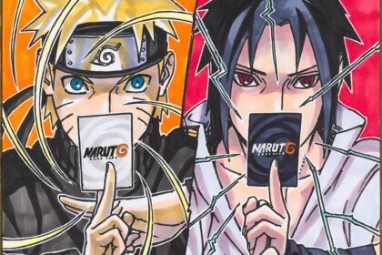 NARUTO CARD GAME - Original-Illustration von Masashi Kishimoto zur Ankuendigung des Kartenspiels, Referenzpunkt der Community-Debatte um den Kartenstil (Quelle: https://naruto-official.com/en/news/01_2637)